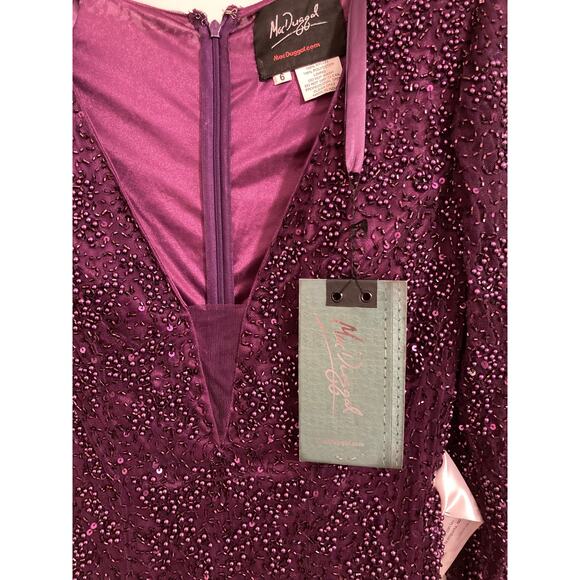 Mac Duggal Beaded Sequined Plunge Neck Evening Gown Style 5177D Sz 6 in Plum New - Picture 7 of 8